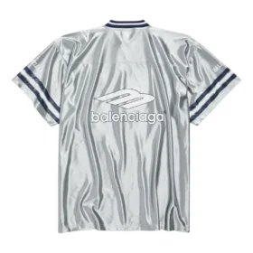 3B Ποδοσφαιρική μπλούζα με V-neck, γυαλιστερή, oversized “Grey White” 857113TTVQ71461