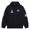 Ανδρικά Balenciaga x NASA FW21 Crossover Logo βαμβακερό κλασικό φούτερ με κουκούλα, φαρδιά γραμμή, μακριά μανίκια, μαύρο 651799TKVD81070