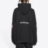 Ανδρικά Balenciaga x NASA FW21 Crossover Logo βαμβακερό κλασικό φούτερ με κουκούλα, φαρδιά γραμμή, μακριά μανίκια, μαύρο 651799TKVD81070