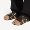 Ανδρικά Mules με ζώνη σε χρώμα μόκα