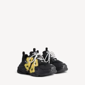 Ανδρικά πάνινα Sneakers τύπου «Triple S Tape Type» σε μαύρο/κίτρινο