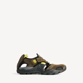 Ανδρικά σανδάλια Sneakers πεζοπορίας σε χρώματα ταούπε/μαύρο/κίτρινο νέον