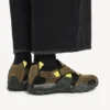 Ανδρικά σανδάλια Sneakers πεζοπορίας σε χρώματα ταούπε/μαύρο/κίτρινο νέον