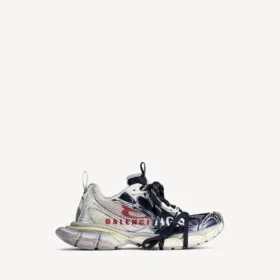 Ανδρικά Sneakers 3XL με διαιρεμένο λογότυπο σε χρώματα κελύφους αυγού/κόκκινο/ναυτικό μπλε