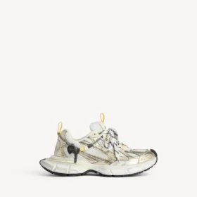 Ανδρικά Sneakers 3XL με διακοσμητικά στοιχεία σε λευκό/κίτρινο/ασημί/μαύρο