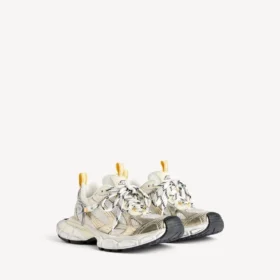 Ανδρικά Sneakers 3XL με διακοσμητικά στοιχεία σε λευκό/κίτρινο/ασημί/μαύρο