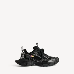Ανδρικά Sneakers 3XL με διακοσμητικά στοιχεία σε μαύρο/ασημί