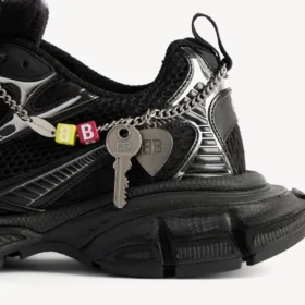 Ανδρικά Sneakers 3XL με διακοσμητικά στοιχεία σε μαύρο/ασημί