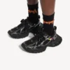 Ανδρικά Sneakers 3XL με διακοσμητικά στοιχεία σε μαύρο/ασημί