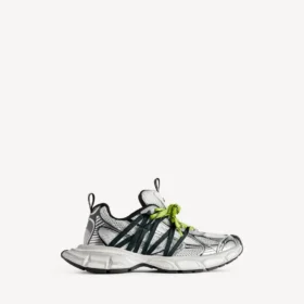 Ανδρικά Sneakers 3XL με πλεγμένα κορδόνια σε γκρι/κίτρινο νέον