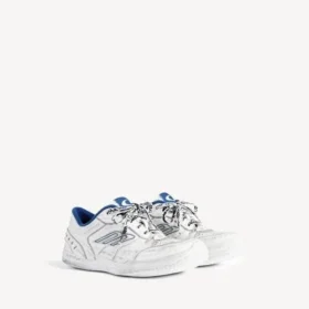 Ανδρικά Sneakers τύπου «Hamptons» με φθαρμένη εμφάνιση σε λευκό/σκούρο μπλε/γκρι