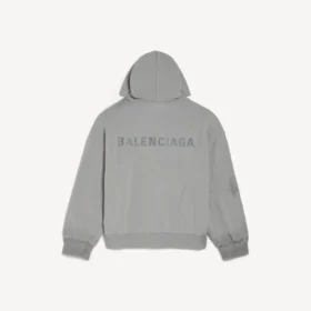 Ανδρική φούτερ με κουκούλα και φερμουάρ Balenciaga σε κανονική εφαρμογή, σε γκρι χρώμα Balenciaga