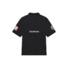 Ανδρική μονόχρωμη μπλούζα Polo Balenciaga x NASA Crossover FW21 με διαστημικό τύπωμα, από βαμβάκι, μαύρο 662493TKVG11070