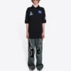 Ανδρική μονόχρωμη μπλούζα Polo Balenciaga x NASA Crossover FW21 με διαστημικό τύπωμα, από βαμβάκι, μαύρο 662493TKVG11070