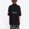 Ανδρική μονόχρωμη μπλούζα Polo Balenciaga x NASA Crossover FW21 με διαστημικό τύπωμα, από βαμβάκι, μαύρο 662493TKVG11070