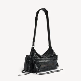 Ανδρική τσάντα crossbody Le City με πολλές τσέπες, μεσαίου μεγέθους, σε μαύρο χρώμα