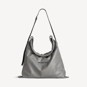 Ανδρική τσάντα shopper με θήκη προστασίας και ιμάντα διαγώνιας μεταφοράς, μεγάλη, σε γκρι χρώμα