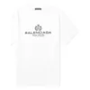 Ανδρικό Balenciaga BB Paris με τύπωμα, στρογγυλό λαιμό και κοντά μανίκια, ρετρό έκδοση, λευκό 594579TGV609000