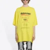 Ανδρικό Balenciaga Dry Cleaning Boxy Logo Printing Loose Short Sleeve Κίτρινο 651795TKVF87175
