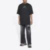 Ανδρικό Balenciaga FW21 Couture Alphabet με στρογγυλό λαιμό και κοντά μανίκια, μαύρο 651795TJV901070