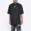 Ανδρικό Balenciaga FW21 Couture Alphabet με στρογγυλό λαιμό και κοντά μανίκια, μαύρο 651795TJV901070