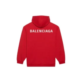 Ανδρικό Balenciaga FW21 Φαρδύ μπλουζάκι με κουκούλα και λογότυπο, μακρυμάνικο, κόκκινο 600583TIV846540