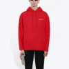 Ανδρικό Balenciaga FW21 Φαρδύ μπλουζάκι με κουκούλα και λογότυπο, μακρυμάνικο, κόκκινο 600583TIV846540