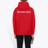 Ανδρικό Balenciaga FW21 Φαρδύ μπλουζάκι με κουκούλα και λογότυπο, μακρυμάνικο, κόκκινο 600583TIV846540