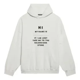 Ανδρικό Balenciaga FW21 «Hi My Name Is» με μοτίβο αλφαβήτου, μακρυμάνικο, λευκό 651799TKVF29081