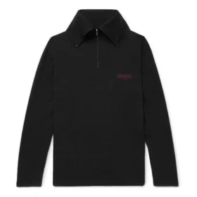 Ανδρικό Balenciaga με κεντημένο λογότυπο, μισό φερμουάρ και ψηλό γιακά, μαύρο 486144TWK521000