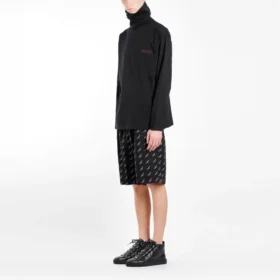 Ανδρικό Balenciaga με κεντημένο λογότυπο, μισό φερμουάρ και ψηλό γιακά, μαύρο 486144TWK521000