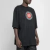 Ανδρικό Balenciaga με κυκλικό λογότυπο BB Alphabet, κοντό μανίκι, μαύρο 641614TJV761000