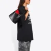 Ανδρικό Balenciaga με μοτίβο τρεξίματος και λογότυπο, φαρδύ, κοντομάνικο, μαύρο 641614TJVK61070