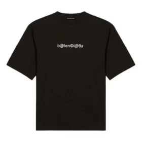 Ανδρικό Balenciaga με συμβολική εκτύπωση αλφαβήτου, στρογγυλό λαιμό και κοντά μανίκια, μαύρο 620969TIV501070 Ανδρικό Balenciaga με συμβολική εκτύπωση αλφαβήτου, στρογγυλό λαιμό και κοντά μανίκια, μαύρο 620969TIV501070
