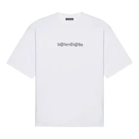 Ανδρικό Balenciaga με συμβολική στρογγυλή λαιμόκοψη και αλφαβητική εκτύπωση, κοντό μανίκι, λευκό 620969TIV509040 Ανδρικό Balenciaga με συμβολική στρογγυλή λαιμόκοψη και αλφαβητική εκτύπωση, κοντό μανίκι, λευκό 620969TIV509040