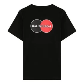Ανδρικό Balenciaga με τυπωμένο λογότυπο στο στήθος, στρογγυλό λαιμό και κοντά μανίκια, μαύρο 620967TIV791000