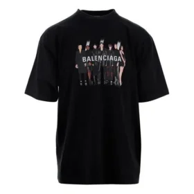 Ανδρικό Balenciaga Oversize με τυπωμένο λογότυπο, ρετρό στυλ, χαμηλός ώμος, κοντό μανίκι, μαύρο 620969TIVA11000 Ανδρικό Balenciaga Oversize με τυπωμένο λογότυπο, ρετρό στυλ, χαμηλός ώμος, κοντό μανίκι, μαύρο 620969TIVA11000