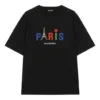Ανδρικό Balenciaga Paris Love κανονικού μεγέθους T-shirt με τύπωμα, κοντό μανίκι, μαύρο 594579TGV431000