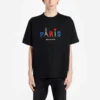 Ανδρικό Balenciaga Paris Love κανονικού μεγέθους T-shirt με τύπωμα, κοντό μανίκι, μαύρο 594579TGV431000