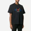 Ανδρικό Balenciaga Paris Love κανονικού μεγέθους T-shirt με τύπωμα, κοντό μανίκι, μαύρο 594579TGV431000