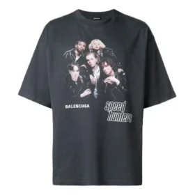 Ανδρικό Balenciaga Speed Hunter Series με τυπωμένο λογότυπο, ρετρό, φαρδύ, κοντομάνικο, μαύρο 541877TCV381055 Ανδρικό Balenciaga Speed Hunter Series με τυπωμένο λογότυπο, ρετρό, φαρδύ, κοντομάνικο, μαύρο 541877TCV381055