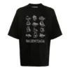 Ανδρικό Balenciaga SS21 Casual με τύπωμα, φαρδύ, κοντομάνικο, μαύρο 641614TJV801070