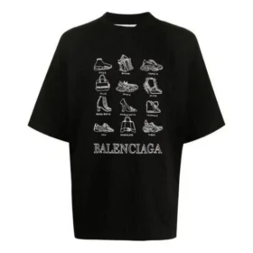 Ανδρικό Balenciaga SS21 Casual με τύπωμα, φαρδύ, κοντομάνικο, μαύρο 641614TJV801070 Ανδρικό Balenciaga SS21 Casual με τύπωμα, φαρδύ, κοντομάνικο, μαύρο 641614TJV801070