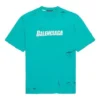 Ανδρικό Balenciaga SS21 με μοτίβο αλφαβήτου, τρύπες, στρογγυλό λαιμό και κοντά μανίκια, πράσινο 651795TKVB84661