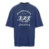 Ανδρικό Balenciaga SS21 με μοτίβο τρεξίματος, τυπωμένο λογότυπο, φαρδύ, κοντομάνικο, μπλε 641614TJVK64866