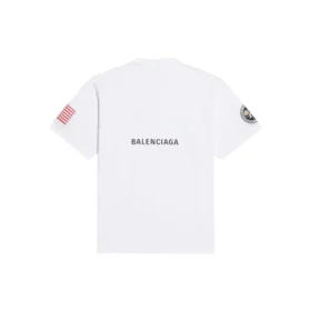 Ανδρικό Balenciaga x NASA Crossover FW21 Φαρδύ Πουλόβερ με Στρογγυλό Λαιμό και Κοντά Μανίκια Λευκό 651795TKVD79040