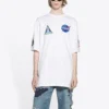 Ανδρικό Balenciaga x NASA Crossover FW21 Φαρδύ Πουλόβερ με Στρογγυλό Λαιμό και Κοντά Μανίκια Λευκό 651795TKVD79040