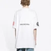 Ανδρικό Balenciaga x NASA Crossover FW21 Φαρδύ Πουλόβερ με Στρογγυλό Λαιμό και Κοντά Μανίκια Λευκό 651795TKVD79040