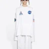 Ανδρικό Balenciaga x NASA Crossover Space Printing Μακρυμάνικο με στρογγυλό λαιμό Λευκό 662496TKVD79040