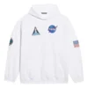 Ανδρικό Balenciaga x NASA FW21 Crossover Logo βαμβακερό κλασικό φούτερ με κουκούλα, φαρδιά γραμμή, μακριά μανίκια, λευκό 651799TKVD89040